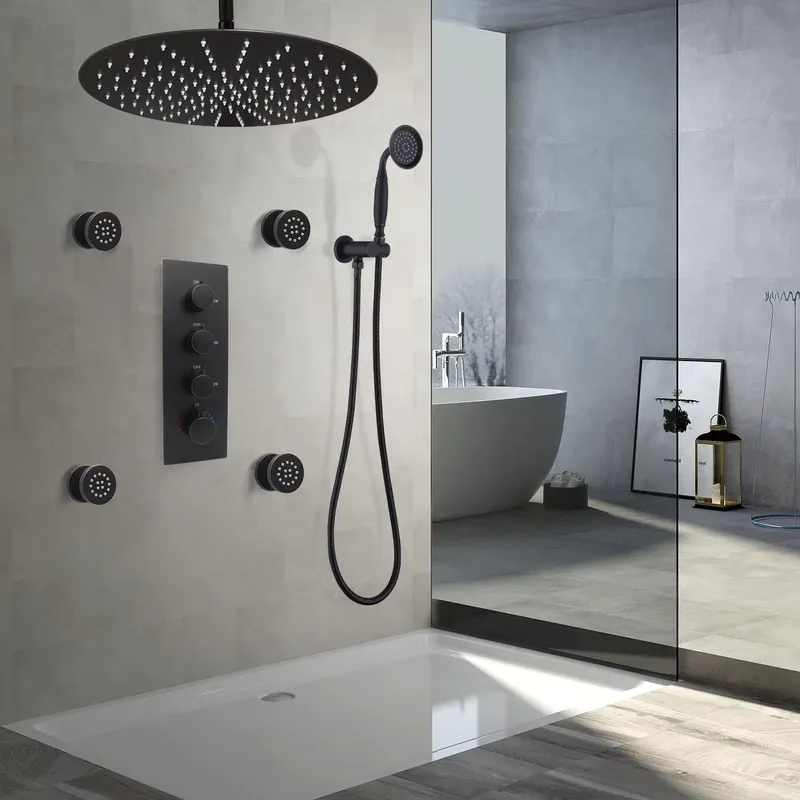 Spa & Wellness Centre Lielupe - 4-Piece Matte Black Ceramic Adjustable Flow