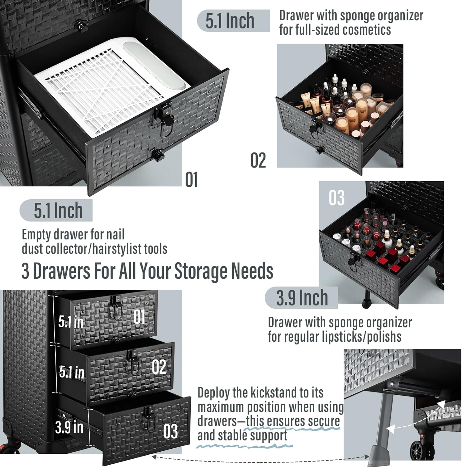 Rolling Salon Cart with 3 Draw - огляд і ціна Spa & Wellness Centre Lielupe